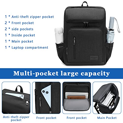 YALUNDISI Laptop Backpacks Travel Backpack Carry On Backpack Casual Daypack with USB Charging Port for Men Women Black - color: Black