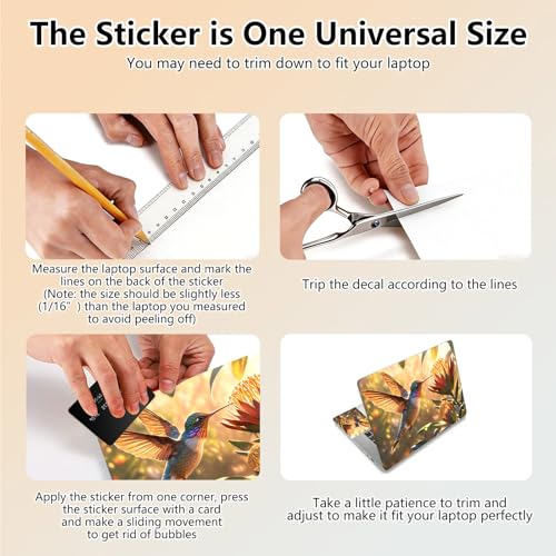 Laptop Skin Sticker Decal 15.6 Inch,12 13 13.3 14 15 15.6 in Laptop Netbook Skins for Notebook,Art Decal Removable Waterproof Scratch Resistant,Universal Vinyl Cover,Hummingbird Flower - color: Hummingbird Flower