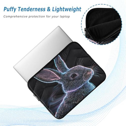 Neon Rabbit Black 15-16 Inch Quilted Laptop Sleeve Case Soft Notebook Protector Bag Computer Carrying Case - color: Neon Rabbit Black, size: Large