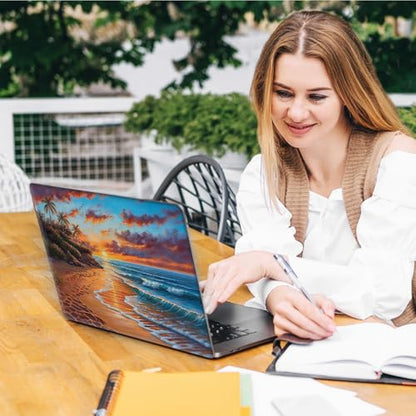 Laptop Skin Sticker Decal, Universal Reusable Vinyl Laptop Cover for 12" 13" 13.3" 14" 15" 15.4" 15.6" Notebook PC, Waterproof Scratch-Resistant with 2 Wrist Pads, Easy to Apply & Remove,Beach - color: Beach