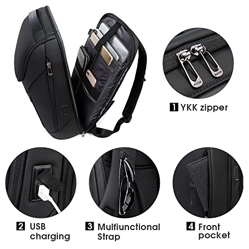 BANGE Business Smart Backpack Waterproof fit 15.6 Inch Laptop Backpack with USB Charging Port,Travel Durable Backpack - color: Black