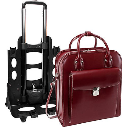 McKleinUSA, W Series, LA Grange, Top Grain Cowhide Leather, 15" Leather Vertical Patented Detachable -Wheeled Ladies' Laptop Briefcase, Mint (96492), 14.4"x8.75"x18.5" - color: Mint, size: 14.4"x8.75"x18.5"