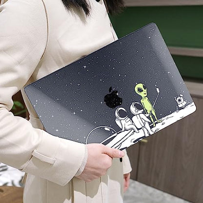 MEEgoodo Case for M5/M4/M3/M2 MacBook Air 15 inch Case 2026 2025 2024 2023, Laptop Shell Fit Model (A3448/A3241/A3114/A2941) for MacBook Air 15.3-inch, Astronauts & Alien - color: Astronauts & Alien