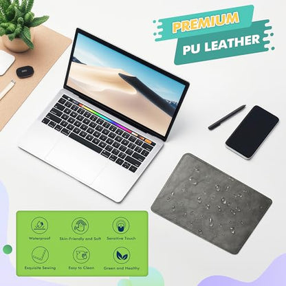 Leather Mouse Pad with Stitched Edge Micro-Fiber Base with Non-Slip Waterproof，Mouse Pad for Computers，Laptop, 8x11Inch (Gray) - color: Gray, size: 8L x 11W inches