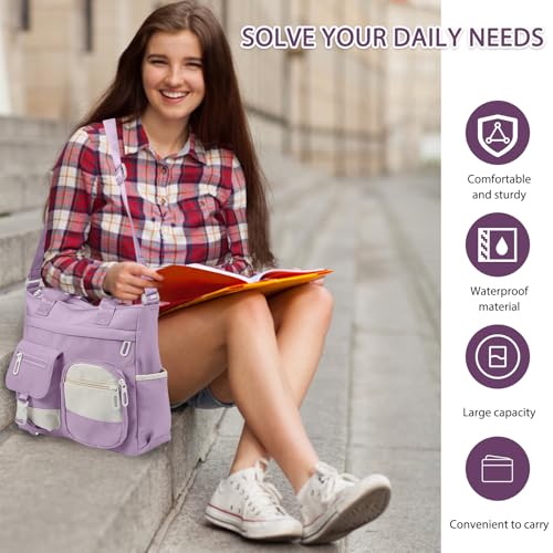 Women's Messenger Bag - Professional Crossbody Work Satchel Stylish Office Purse for Business Travel & Commuting - color: Purple
