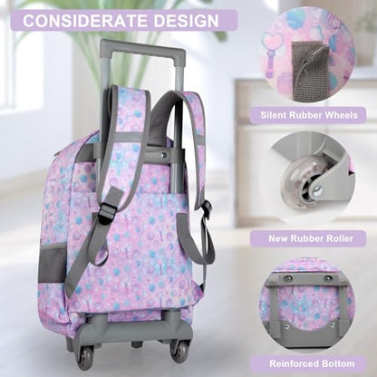 Tilami Rolling Backpack 18 inch Double Handle Wheeled Boys Girls Travel School Children Luggage Toddler Trip - color: Pink Shell