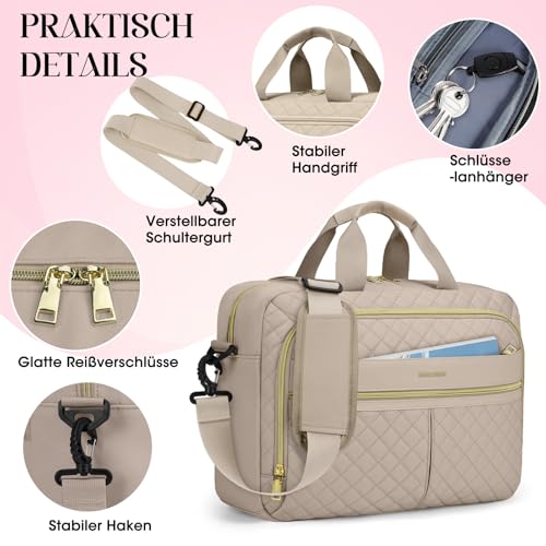 IGOLUMON Laptop Bag 15.6 Inch Laptop Briefcase for Women Men Waterproof Shoulder Computer Messenger Bag Large Laptop Bag Business Office Work Travel College, Khaki - color: Khaki
