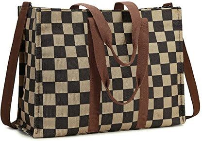 BTOOP Work Tote Bag for Women, Laptop Tote Bag With 15.6 Inch Padded Compartment, Teacher Nurse Bible Bags - color: A-khaki-black