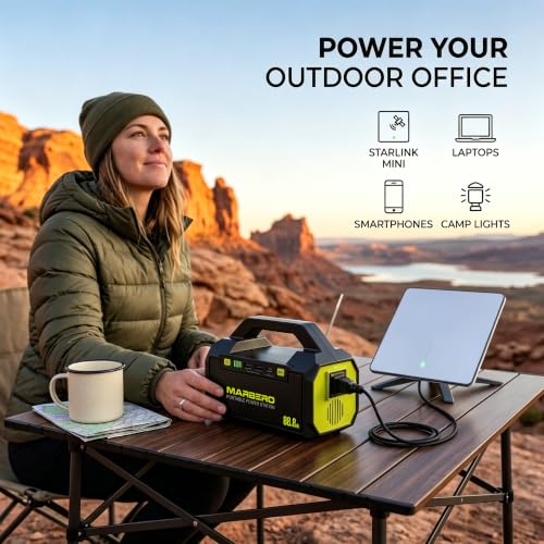 MARBERO Portable Power Station 88.8Wh Camping Portable Charger with Flashlight High Lumens Fast Charging Power Bank with AC Outlet 100W (150W Surge) for Hiking Hurricane Backup Emergencies - color: Yellow Green
