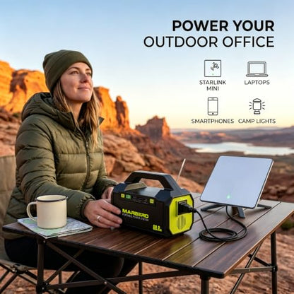 MARBERO Portable Power Station 88.8Wh Camping Portable Charger with Flashlight High Lumens Fast Charging Power Bank with AC Outlet 100W (150W Surge) for Hiking Hurricane Backup Emergencies - color: Yellow Green