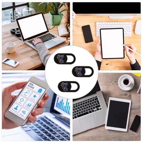 DOITOOL 3pcs Laptop Webcam Privacy Covers with Koala Pattern, Ultra-Thin Sliding Camera Lens Caps for Computers, Tablets, and Smartphones, Anti-Peeping Security Protectors
