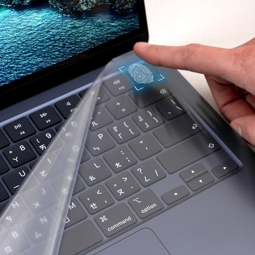 GOS Keyboard Cap Pro for MacBook Air 13.6" [2 Pack] – Patented 0.03mm Full-Cover Film with Touch ID Support Without Punch Hole – Ultra-Thin, No Glue, Clear, Easy-Clean Upper Case Protector - size: MacBook Air 13.6 Inch M2, M3, M4