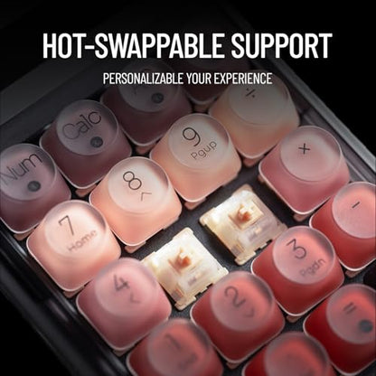 LOFREE Lipstick-Style Tri-Mode Wireless Mechanical Numpad with 4-Level Adjustable Backlight, Hot-Swappable, Rechargeable Wireless Numpad with Bluetooth /2.4G Wireless/USB-C Wired Connection