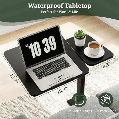 Mobile Standing Desk, Height Adjustable Laptop Desk with Tilting Top | Stable Steel Frame, Smooth Lift Mechanism, Adjustable Tilt Surface, Easy Assembly, Ideal for Home, Office & Dorm, Black - color: Black, style: Tilt Adjustable
