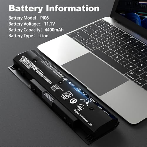 P106 Pi06 Replacement Laptop Battery,Compatible with HP P106 Notebook Battery 710416-001 710417-001 Envy Pavilion 14-E000 15-E000 15T-E000 17-E000 14 15 15T 17 Series HSTNN-LB4N HSTNN-YB4N - size: 9.3 * 4.1 * 2.1 Inch PI06