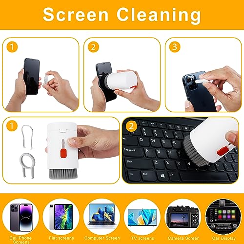 20Pcs Electronic Cleaner Kit Professional Cleaning Brush Set Multifunctional Laptop Computer Screen Dust Remove Cleaning Tool Portable Earbuds Pen Kit for Phone Camera