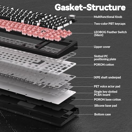 AULA F99 Pro Wireless Mechanical Keyboard-Silent Version,BT5.0/2.4GHz/USB-C Hot Swappable Custom Keyboard,Gasket Structure,Pre-lubed Linear Switches RGB Backlit Computer Gaming Keyboards,Black - color: Black