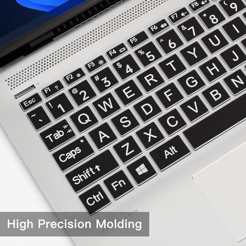 Keyboard Cover with Large Letters for HP Pavilion x360 14 /HP 14 Laptop 14-dq 14-fq 14-ba/bf/cm/ce/cf/df/dk/ds 14-dq0040nr 14-dq0052dx 14-dq0762dx dq0760dx/dq0030nr 14-fq1025nr 14-fq0033dx -Black - color: Black(Large Letters)