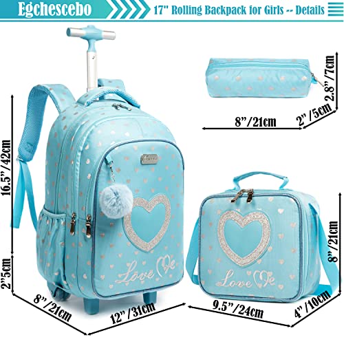 School Bags Kids Rolling Backpack for Girls Kids Luggage Suitcase With Wheels - color: Blue23-3-6
