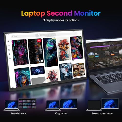 18.5 Inch Portable Monitor, HDMI USB-C Slim 120Hz Portable Gaming Monitor | 1080P FHD IPS FreeSync Large Portable Monitor for Laptop MacBook Pro Air, PC, Xbox, PS4/5 Travel Monitor with Kickstand