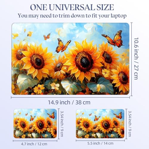 Universal Laptop Skin Sticker Decal,15.6 Inch Laptop Vinyl Cover for 13" 14" 15.6" Laptop,Scratch-Resistant Waterproof Protector Wrap,Reusable with Wrist Pads,Sunflower Butterfly Field - color: Sunflower Butterfly Field