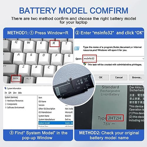 JOTACT JHT2H 52Wh Laptop Battery Compatible with Dell Latitude 7310 7410 Series Notebook P34S P34S001 4V5X2 Y7HR3 35J09 HRGYV WY9MP XMV7T 009YYF 7CXN6 T3JWC XMT81 0YJ9RP XMV7T K36KR X825P YY3GJ 7.6V - size: 10.44*4.01*0.16inch JHT2H