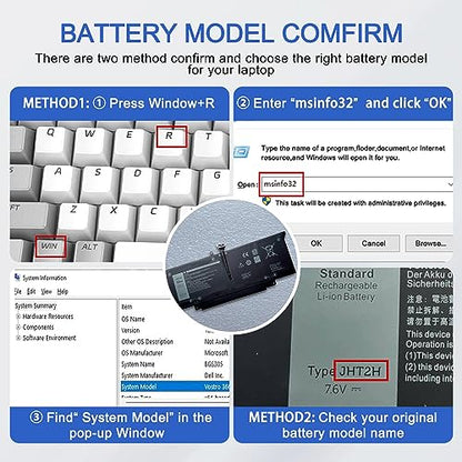 JOTACT JHT2H 52Wh Laptop Battery Compatible with Dell Latitude 7310 7410 Series Notebook P34S P34S001 4V5X2 Y7HR3 35J09 HRGYV WY9MP XMV7T 009YYF 7CXN6 T3JWC XMT81 0YJ9RP XMV7T K36KR X825P YY3GJ 7.6V - size: 10.44*4.01*0.16inch JHT2H