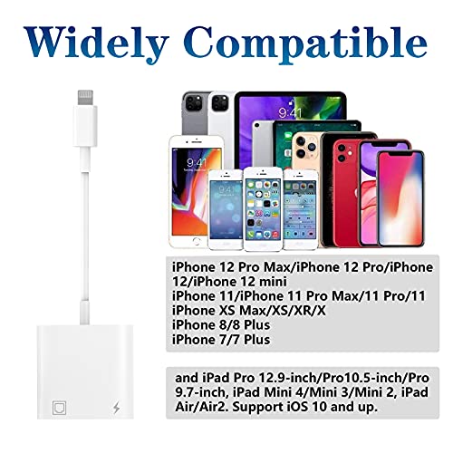 Apple MFi Certified Lightning to Ethernet Adapter - 2 in 1 RJ45 Ethernet LAN Network Adapter with Charge Port for iPhone/iPad/iPod, Plug and Play, Supports 100Mbps Network | Apple MFi Certified, RJ45 Ethernet Adapter with Charge Port for iPhone/iPad/iPod,
