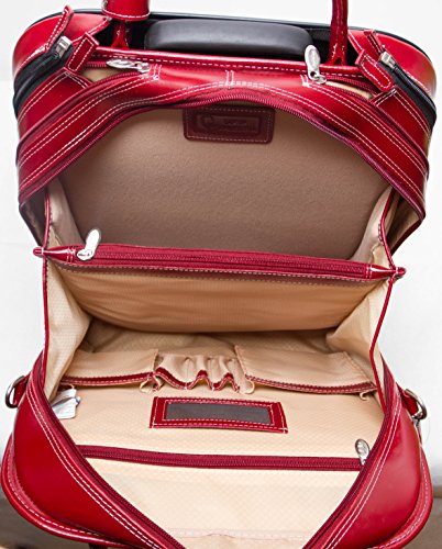 McKlein LA Grange, Top Grain Cowhide Leather, 15" Leather Detachable -Wheeled Ladies' Laptop/Computer & Tablet Business Briefcase Bag/Women's Rolling Overnight Travel Bag, Removable trolley case