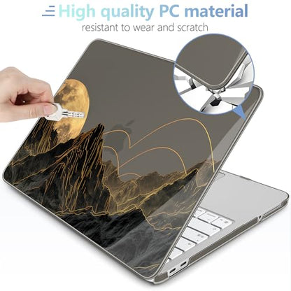 MEEgoodo Printed Case for New MacBook Neo 13 inch 2026 Release(Fit Model A3404), Laptop Hard Shell Cases with Keyboard Skin & Screen Protector & Webcam Covers, Glowing Lines Full Moon - color: Glowing Lines Full Moon