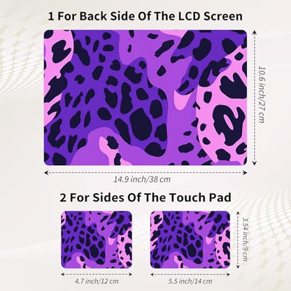15.6 Inch Laptop Skin Sticker, Reusable Vinyl Cover Protector with 2 Wrist Pad Skins, Removable Waterproof Scratch-Resistant for 12-15.6 Inch Laptop Notebook,Purple Leopard Print - color: Purple Leopard Print