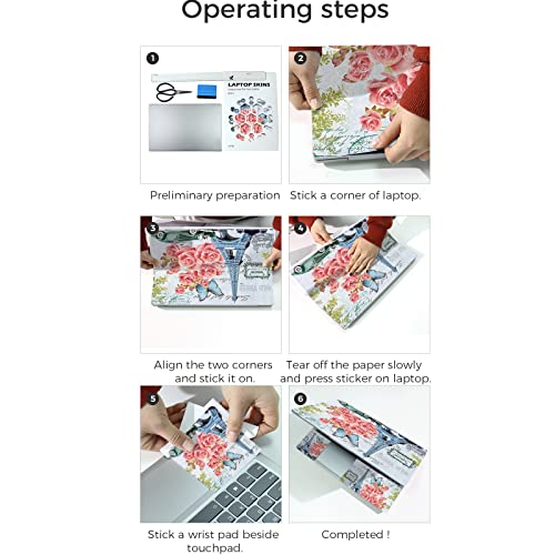 Laptop Skin Sticker,13.3 14 15 15.4 15.6 inch Laptop Skins,Universal Vinyl Decal,Dustproof Scratch Resistant Reusable Cover Protector with Free 2 Wrist Pads (Butterfly 3) - color: Butterfly 3
