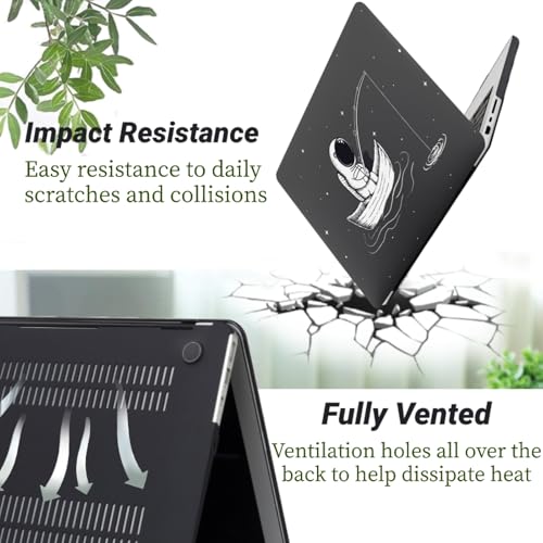 Compatible with MacBook Pro 14 inch Pro/Max Case 2025-2021 M5/M4/M3/M2/M1 Models A3434 A3185 A3401 A3112 A2918 A2992 A2779 A2442, Plastic Laptop Shell & Keyboard Cover, Fishing Astronaut - color: Fishing Astronaut, size: Pro 14.2" (2026-2021)M5/M4/M3/M2/M