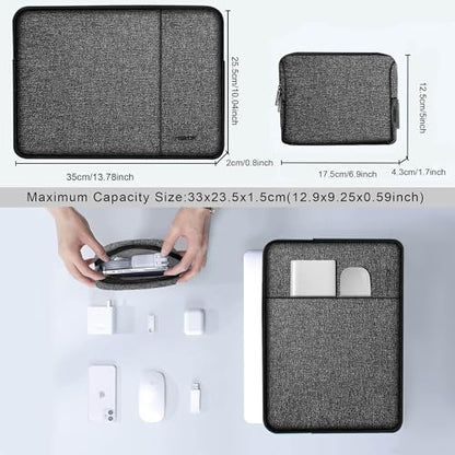 Hseok Laptop Case 13.3 14 inch Sleeve with Additional Case Compatible with MacBook Pro/Neo 14 inch M5/M4/M3/M2/M1 All Model of 13.3 Inch Mac Air/Pro, XPS 13 14 and More 13.3"-14" Notebooks,Gy-Black - color: Dark Gray-black