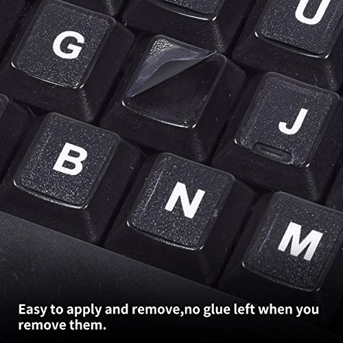 2PCS English Keyboard Letters Replacement Stickers, Large Print Bold White Font on Black Background US Keyboard Letter Stickers for Laptop Desktop Computer Keyboard Alphabet Stickers - color: English Large Print