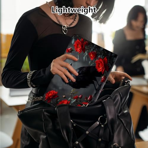 Laptop Skin Sticker Decal 15.6 Inch,12 13 13.3 14 15 15.6 in Laptop Netbook Skins for Notebook,Art Decal Removable Waterproof Scratch Resistant,Universal Vinyl Cover,Crow Red Flower - color: Crow Red Flower