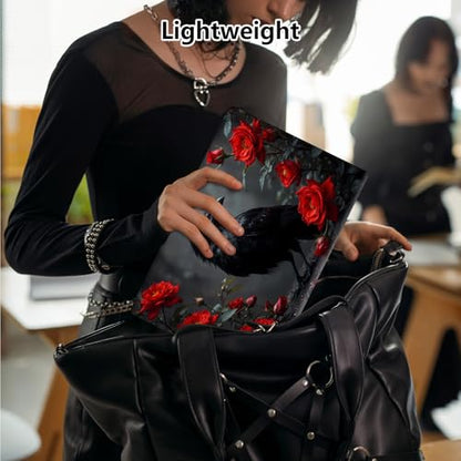 Laptop Skin Sticker Decal 15.6 Inch,12 13 13.3 14 15 15.6 in Laptop Netbook Skins for Notebook,Art Decal Removable Waterproof Scratch Resistant,Universal Vinyl Cover,Crow Red Flower - color: Crow Red Flower