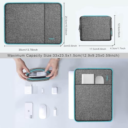 Hseok Laptop Case 13.3 14 inch Sleeve with Additional Case Compatible with MacBook Pro/Neo 14 inch M5/M4/M3/M2/M1 All Model of 13.3 Inch Mac Air/Pro, XPS 13 14 and More 13.3"-14" Notebooks,DKGy-Blue - color: Dark Gray-blue