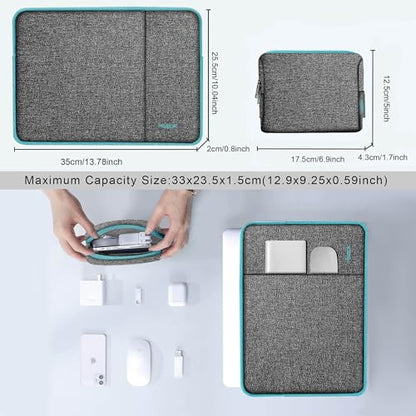 Hseok Laptop Case 13.3 14 inch Sleeve with Additional Case Compatible with MacBook Pro/Neo 14 inch M5/M4/M3/M2/M1 All Model of 13.3 Inch Mac Air/Pro, XPS 13 14 and More 13.3"-14" Notebooks,DKGy-Blue - color: Dark Gray-blue