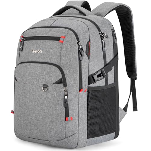 48L Expandable Laptop Backpack, Anti-thief Travel Backpack, Airline Approved Business Waterproof Carry on Luggage, Fits 17.3" Laptop for Men Women - color: Grey, size: 17.3 inches