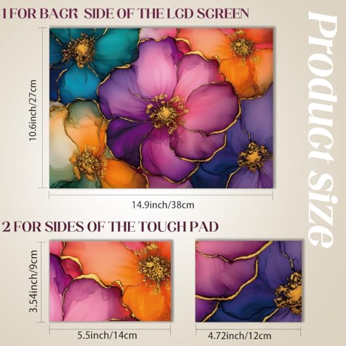 SUPERDANT Gold-Edged Flower Laptop Skin Exquisite Laptop Sticker PVC Computer Stickers Dustproof Waterproof Art Decal Protector 12" 13" 13.3" 14" 15" 15.4" 15.6" Notebook Art Decal Purple Orange - color: Purple +Orange
