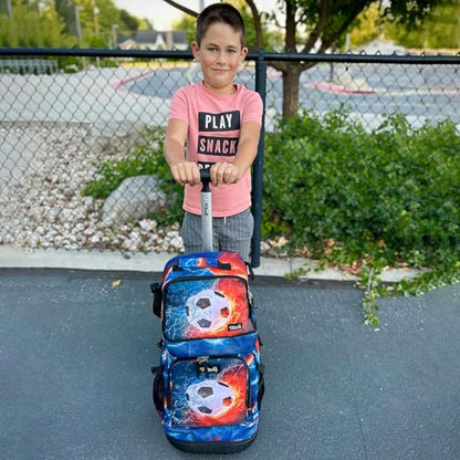 Tilami Rolling Backpack 19 inch with Lunch Bag Wheeled Laptop Backpack (Football) - color: Football