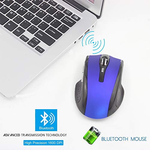 Bluetooth Wireless Mouse,Rechargeable Silent Mouse with Blue Light,1000 DPI 4 Buttons Mice for Notebook PC Laptop Computer Windows/Android Tablet/Microsoft/MacBook Pro (Blue)
