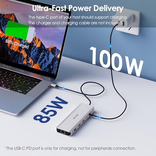 WAVLINK Laptop Docking Station, Docking Station Dual Monitor for HDMI | Single 4K@60Hz, 100W PD in,3×USB-C/A 10Gb, Gigabit Ethernet, Compatible with Dell/HP/Lenovo, Windows Only