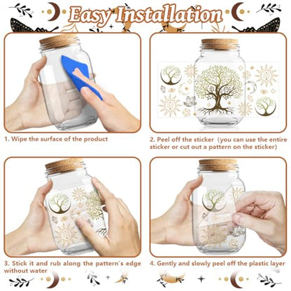 UV DTF Cup Wraps Transfer Stickers Bohemian Divination Pattern, 10 Sheets Waterproof Custom Vinyl Transfer Sticker 16oz Coffee Glass Cup Tumbler Bottle Mug Decals for Men Women | Waterproof UV DTF Stickers, Custom Vinyl Decals for 16oz Coffee Cups Tumbler