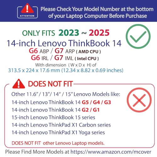 mCover Case ONLY Compatible for 2023~2025 14" Lenovo ThinkBook 14 G6 / G7 Series Windows Notebook PC (NOT Working with Other Lenovo Models) - Aqua - color: Aqua