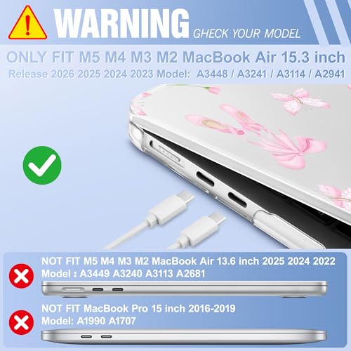May Chen for MacBook Air 15 inch Case M5 M4 M3 M2 2026 2024-2023, Model A3448 A3241 A3114 A2941, Closes Seamlessly Hard Shell Laptop Cover with Keyboard Cover, Ballet Shoes - color: Ballet shoes