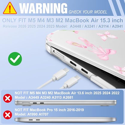 May Chen for MacBook Air 15 inch Case M5 M4 M3 M2 2026 2024-2023, Model A3448 A3241 A3114 A2941, Closes Seamlessly Hard Shell Laptop Cover with Keyboard Cover, Ballet Shoes - color: Ballet shoes