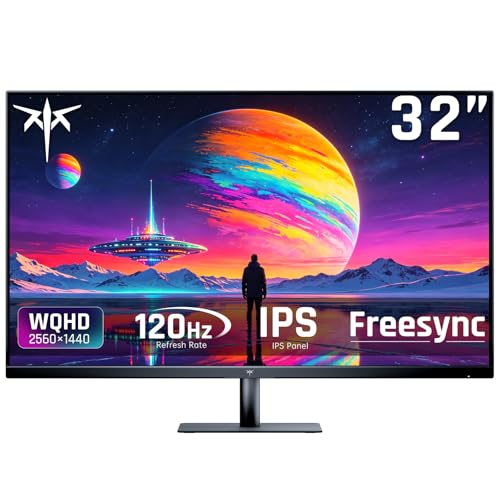KTC 32 Inch 2K 120Hz Computer Monitor, IPS QHD 2560 x 1440p Monitor with Ultra-Thin Bezels, HDR10, Adaptive Sync, HDMI/Display Ports, Tilt Adjustable, Eyecare, for Office and Casual Gaming, H32T13 - color: Black, size: 32-inch