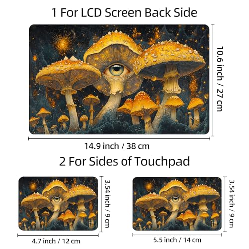 Universal Laptop Skin Sticker Decal, 12"-15.6" Aesthetic Vinyl Wrap, Magic Mushroom Eye Waterproof Notebook Cover Art Protector for MacBook HP Dell Lenovo, Fits 13" 14" 15" 15.6" - color: Magic Mushroom Eye